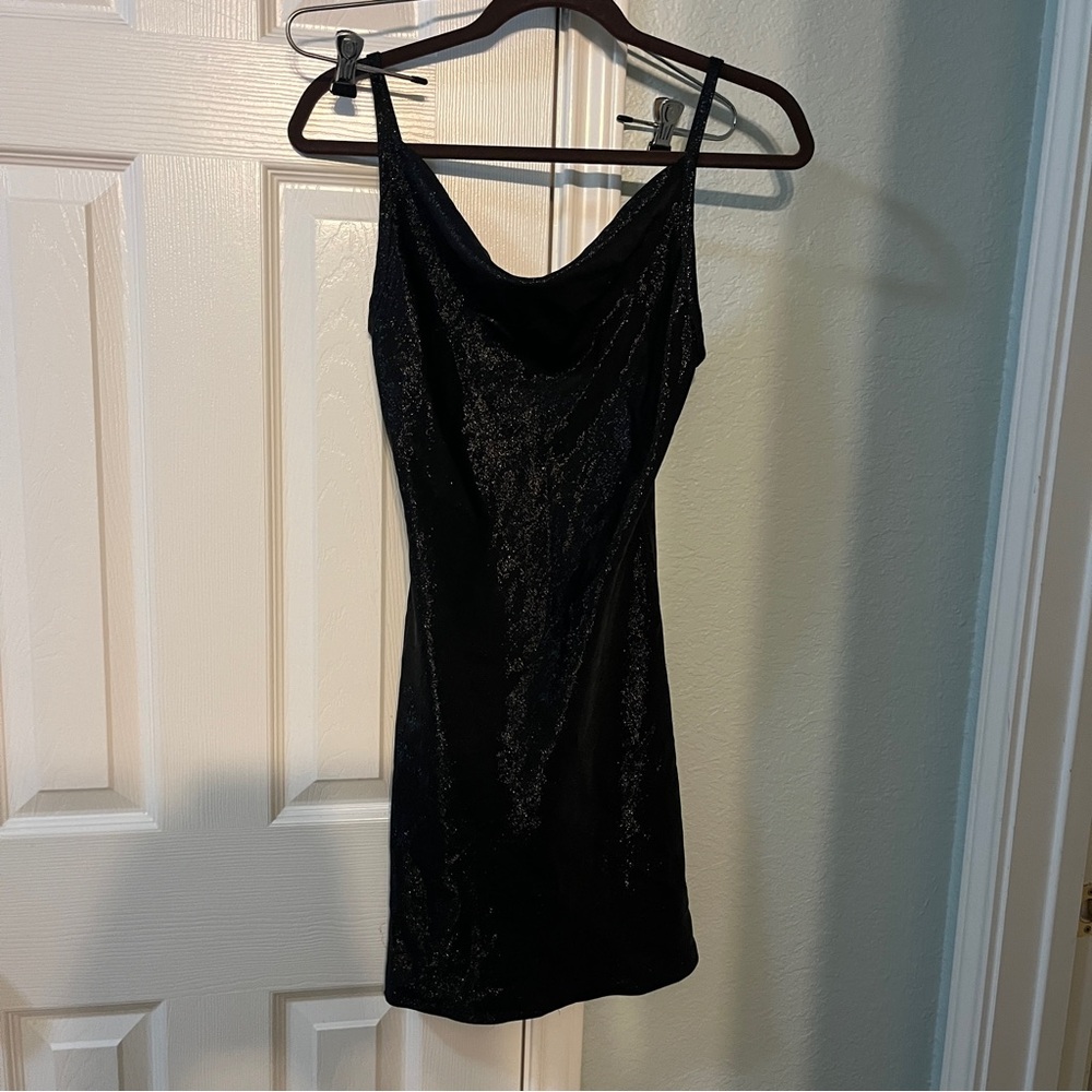 Vintage Cowl Black Shimmer Dress
